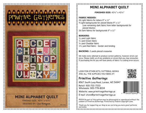Mini Alphabet Quilt Pattern Cover Mini Alphabet Quilt Pattern Cover